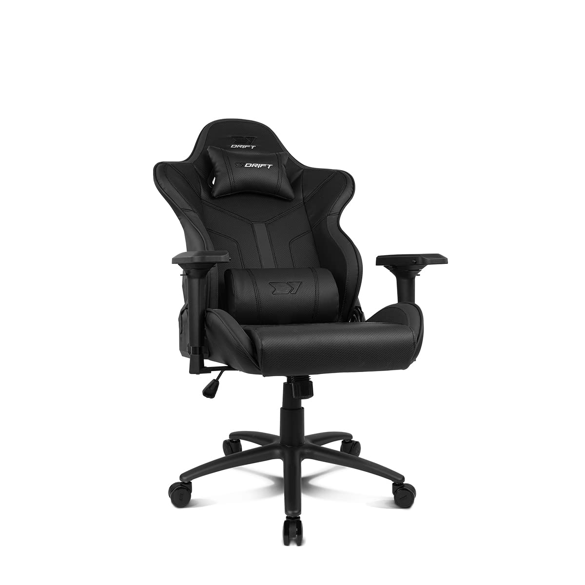 DRIFT GAMING DR350 – Silla Gaming Ergonómica Profesional con Reposabrazos 4D, Cojines Lumbar y Cervical, Inclinable 135º, Ruedas Silenciosas – Negra