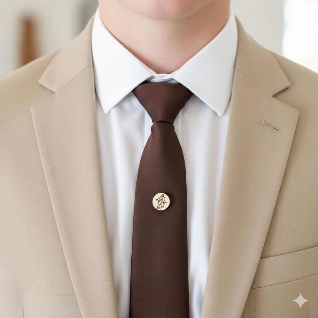 Jesus Christ Tie Tack Pin for Men Boys | Christian Baptism Gift Religious Suit Accessory | Christus Lapel Pin for Church Missionary Easter Gift Fathers Son