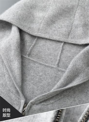 Hamthuit Men Wool Cardigan Sweater Solid Color Knitted Sweater Casual Long Sleeved Sweater Men's Hooded Sweater4