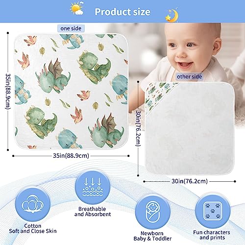 Image of Kigai Cute Dragon Muslin Hooded Baby Towel Ultra Soft and Absorbent Bath Towel for Boy Girl Cotton Baby Bathrobe Blanket for Newborn Infant Toddler, 30x30 Inch (Medium)