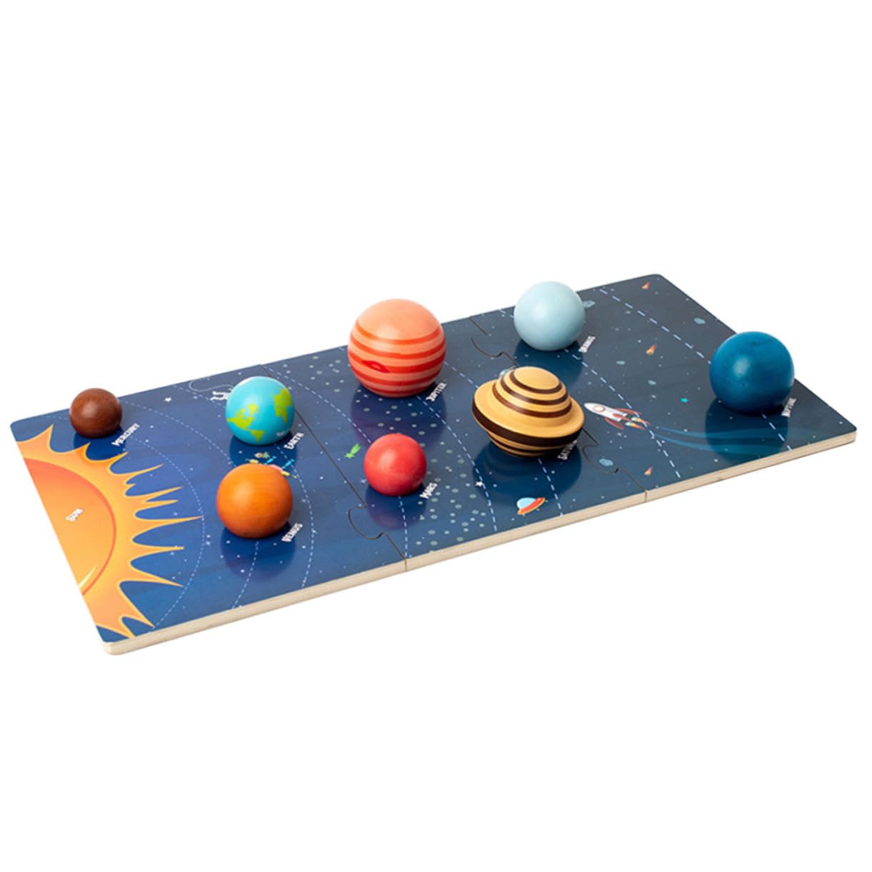 Bloques Cognitivos Planetarios en Madera, 1 Juego Infantil para Niños | Preescolar, Piezas Grandes y Superficie Lisa, Diseño Integrado, Mejora Habilidades de Aprendizaje en Aula
