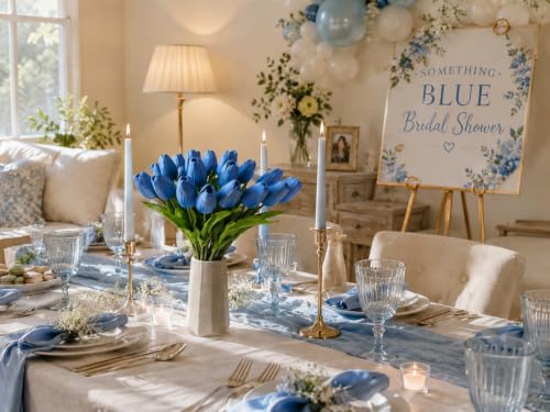 Image of Mandy's 20pcs Artificial Light Blue Tulips