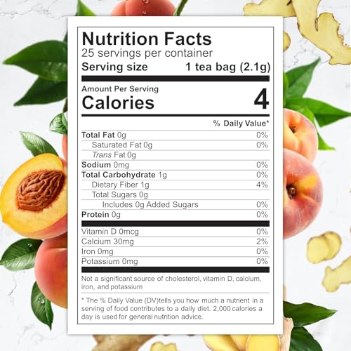 Total Tea Zero Coffein Tee Detox - Ganz Natürlich - Kräutertee zur Sanften Reinigung Unterstützt die Leberregeneration, Körper entgiften, Entgiftungskur - 25 Teebeute Ingwer-Pfirsich
