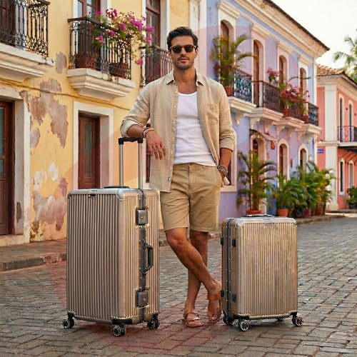 Image of Vertica Hard PC Luggage, Set of 2, Cabin and Medium Size, 100% Polycarbonate, Lightweight and Durable, Silent Wheels, Anti-Theft with Aluminium Frame, and 2 TSA Approved Locks, Granite Haze