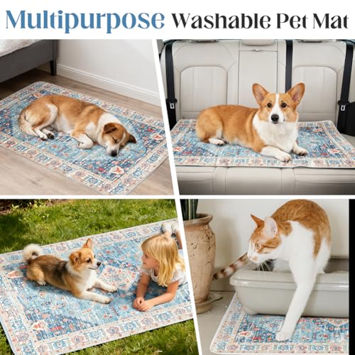 Image of Washable Pee Pads for Dogs, 2 Pack Reusable Puppy Training Pads 48 inchx32 inch Super Absorbent Waterproof Dog Training Pads, Non-Slip Potty Pads, Whelping Pads Litter Mat Blue /Mix