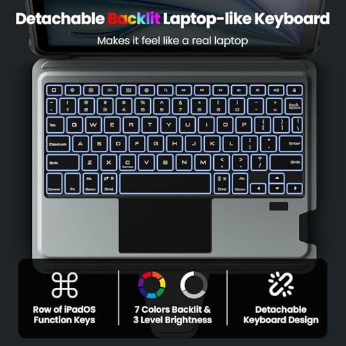 Image of Nilllkin Bumper Combo Backlit Keyboard Case for Apple iPad Air 11 inch (M3)(2025)[Magnetic Detachable] Keyboard Protective Case with Multi-Touch Trackpad & Wireless Pencil Holder