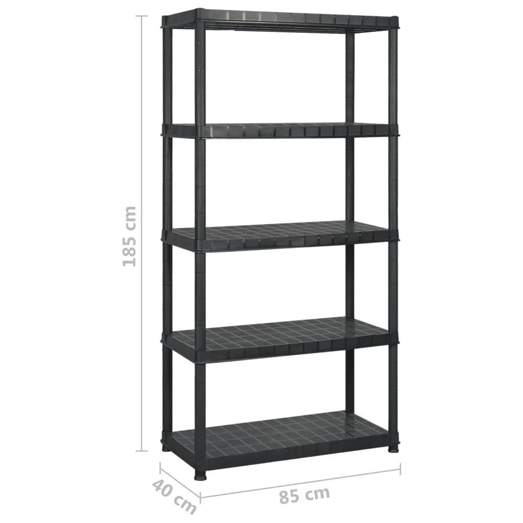 Générique Étagère de Rangement à 5 Niveaux Noir 255x40x185 cm Plastique,Entreprise & Industrie,Stockage Industriel,Étagères industrielles,Noir,24.3 KG,3059857