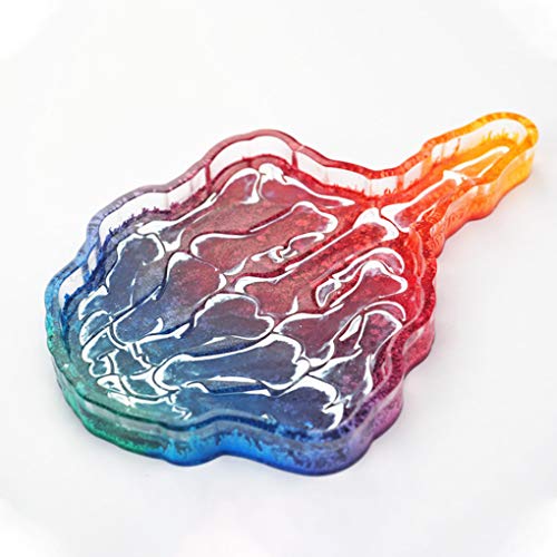 Fineinno M2270 Skeleton Hand Tray Resin Mold Skull Hand Silicone Mold Gothic Finger Dish Mold Epoxy Casting Molds Jewelry Trinket Storage Plate Mold Soap Ring Holder thumb #3