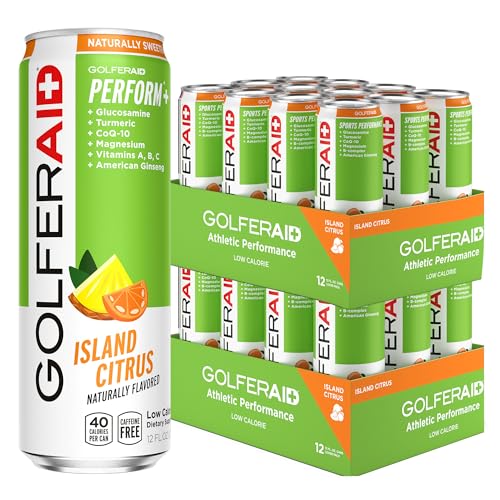 Image of GOLFERAID Performance Blend, Up Your Golf Game, No Caffeine, Glucosamine, Turmeric, MSM, CoQ10, B-Complex, BCAAs and Electrolytes, 40 Calories, 100% Clean, Paleo, Vegan, 12-oz. cans (Pack of 24)