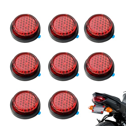 Image of 8 Pcs Small Round Red Reflectors for Gate Posts 20mm Self Adhesive Trailer Reflectors Red Light Warning Reflector Motorcycle Accessories Used for Motorcycle Electric Vehicle Bicycle Fenders