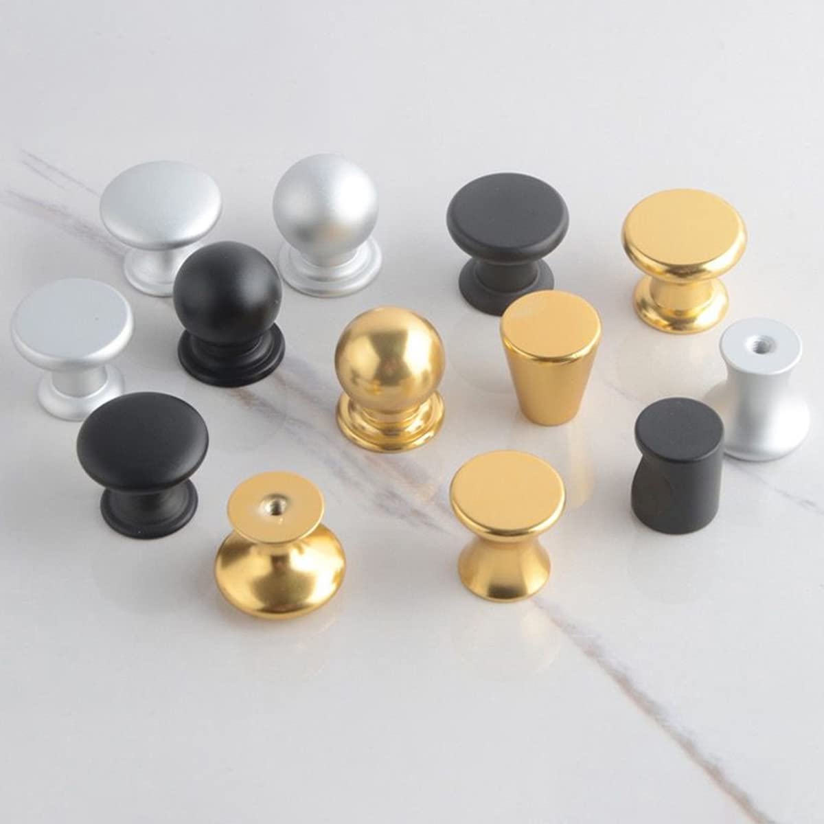 Cabinet Door Knob Brushed Handles Furniture Drawer Handle Mushroom Kitchen Cupboard Pull Solid Brass 050 Aluminum Color - Image 3