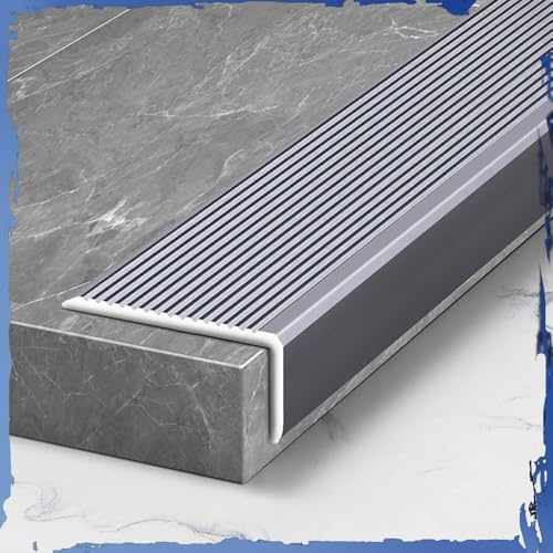 Nez de marche antidérapant en L aluminium gris 4 cm x 90 cm