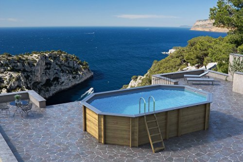 Swimming Pool Wood odysséa 640 + Height 1.46 m Liner Light Grey