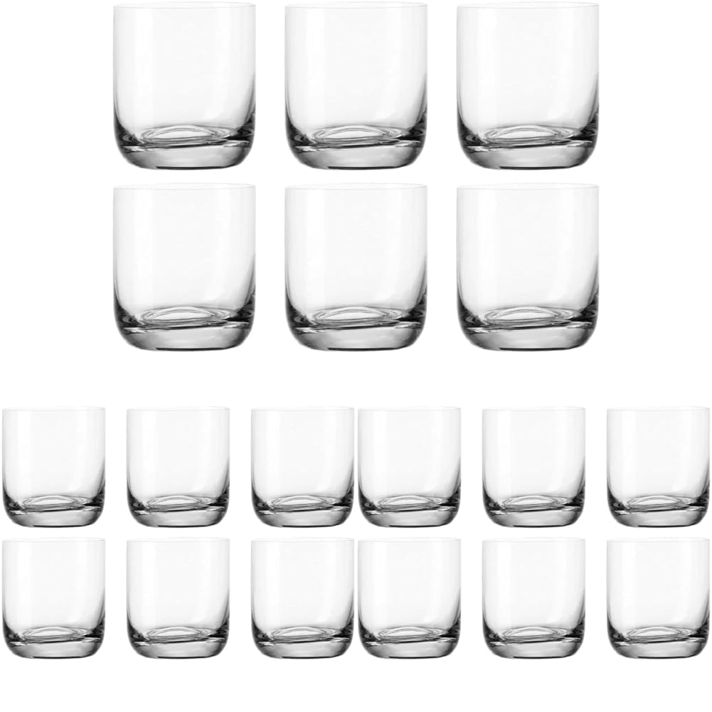 Leonardo Daily Trink-Gläser, 6er Set, spülmaschinenfeste Wasser-Gläser, geradlinige Glas-Becher, Getränke-Set, Saft-Gläser, klein, 320 ml, 063324 (Packung mit 3)