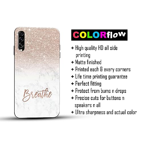 Image of COLORflow Back Cover Compatible with Samsung Galaxy A70 | (Best for Girls) Quotes (Breathe) Marble | Designer Printed Hard CASE Bumper Back Cover