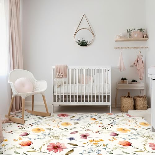 Alfombra decorativa Drydiet Boho 4 x 6 ft floral miniatura 5