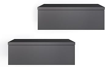 KOMTO Wall Shelf with Drawer Anthracite - Bedside Table Hanging Set of 2 Bedside Table Wall Drawer Bedside Cabinet Hanging | Monaco 46 x 30 x 15 cm