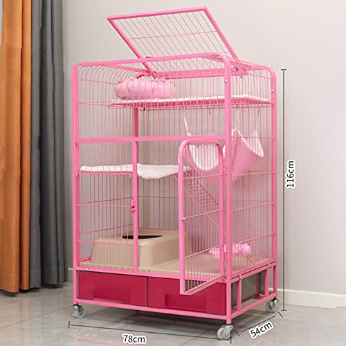 Grand parc pour chat intérieur et extérieur avec litière et hamac sur roulettes - 3