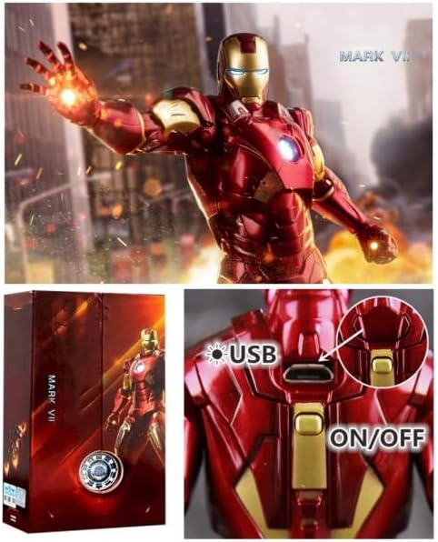 Miniatura 5 de Figura de acción UpIronman de 7 pulgadas, pintura de metal completa con muchos accesorios, juguete coleccionable (LED MK7)