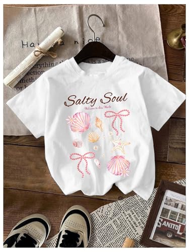 Image of RoseSeek Girl's Shirts 3 Packs Star Butterfly Graphic Tees Crew Neck Short Sleeve T Shirt Casual Tops