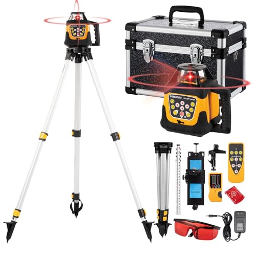 LotaTools Self-Leveling 0.11'/100' Rotary Laser, 2000' Rotary Laser Level Kit, IP66 with Aluminum Tripod, Grade Rod for Grading