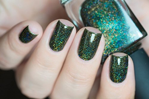 Image of ILNP Ski Lodge - Deep Mossy Green Holographic Nail Polish