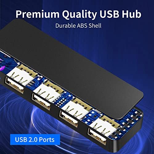 USB Hub, 4-Port USB Hub Ultra Slim Portable USB Splitter for iMac Pro, MacBook Air, Mac Mini/Pro, Surface Pro, Notebook PC, Laptop, USB Flash Drives, and Mobile HDDusb 2.0 hub black