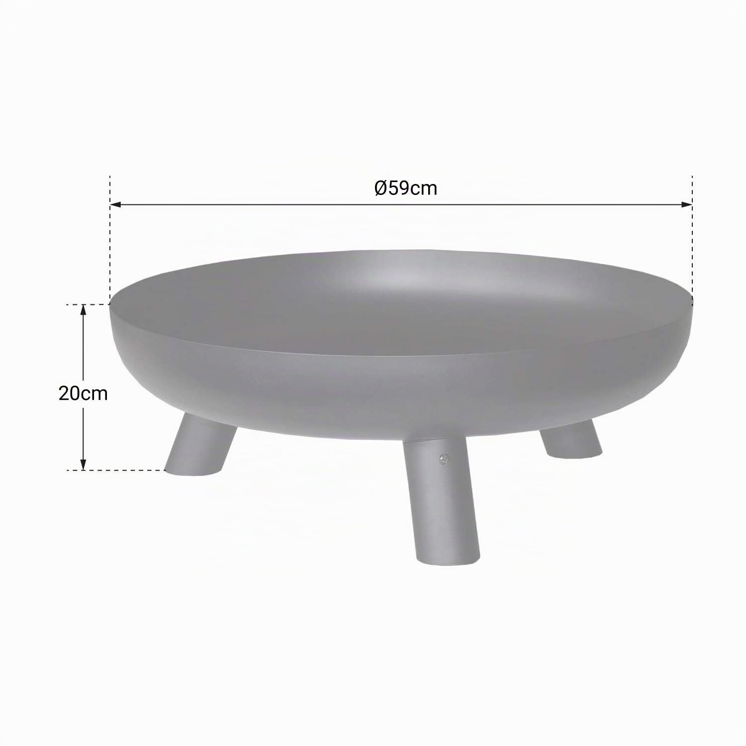 Cook’in Garden - Brasero de Jardin en Acier, Grande Cuve avec Pieds Stables, Résistant aux Hautes Températures, Foyer Extérieur Terrasse, Robuste & Durable, Noir
