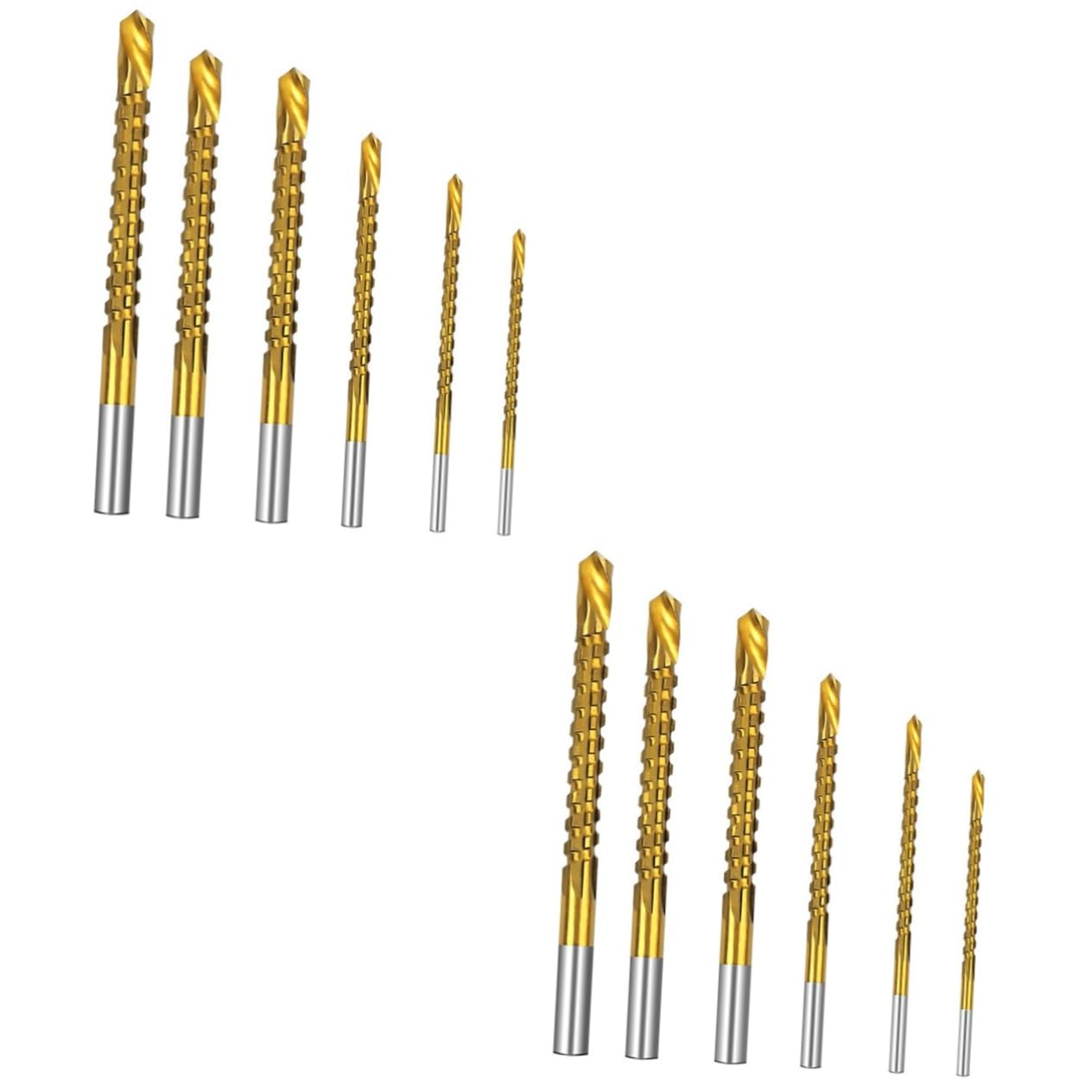Housoutil 2sets Efficient Metal Carpenter Tool Serrated Drill Bits Metal Spiral Drill Bits Set for Aluminum Plastic 6pcs*2