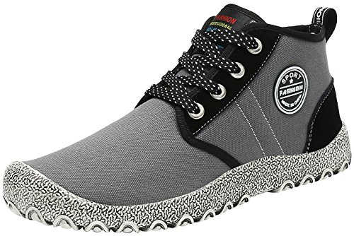 KOUDYEN Botas de Nieve para Mujer Hombre Antideslizante Calientes Fur Forradas Botines Cortas Cordones Planas Invierno Aire Libre Zapatos Unisex,XZ878-Gray-EU41
