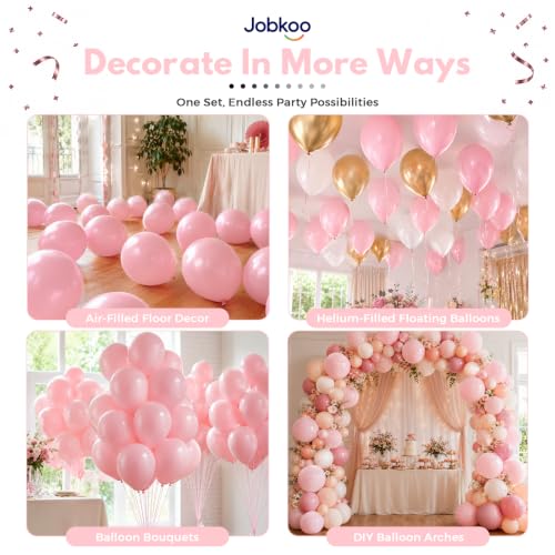 Image of Jobkoo Pink Balloons, 12 Inch Pastel Baby Light Pale Pink Latex Balloon