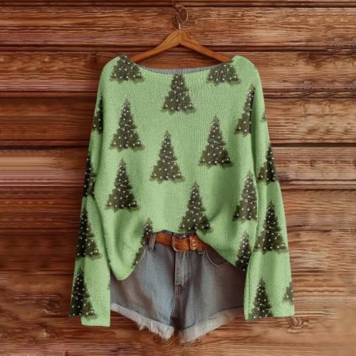 COTECRAM Sweaters for Women 2025 Trendy Graphic Print Long Sleeve Crew Neck Knitted Pullover Fall Casual Loose Fit Tunic Tops2