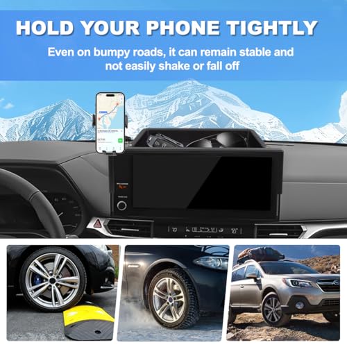 Image of Car Phone Holder Compatible with Toyota Sienna 2025 Accessories 12.3-Inch Screen Fixed Clip, Cell Phone Mount with Dash Tray Organizer Hands-Free 360 Rotation (Not for LE Trim 8-Inch)