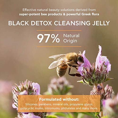 Apivita Black Detox Cleansing Gel - Facial Cleanser & Makeup Remover with Activated Charcoal - Leaves Skin Fresh, Clean and Comfortable - 5.07 Fl Oz - Image 4