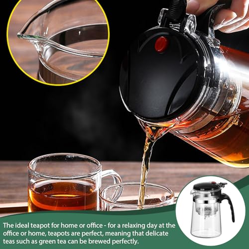 GBKDQQ Teekanne mit Siebeinsatz, Teeglas 500ml, Teapot, Tea Maker mit Knopf, Klarer Teezubereiter für Losen Tee mit Teelöffel, Tee Zubehör, Teekocher für die Kungfu Tee und Kaffee – Bild 5