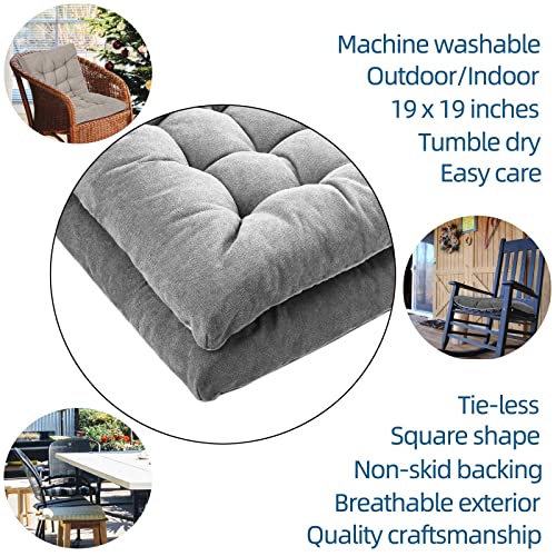 Fabricastle Outdoor Chair Cushions Patio Cushion Premium Comfortable Thick Fill Tufted 19" X 19" Floor Wicker Seat Pads, 2 Count (Grey, 2) #TOP4