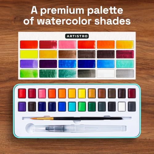 Image of ARTISTRO Watercolor Paint Set - Travel Art Kit - 24 Colors