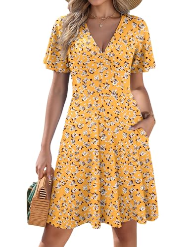 Image of Zeagoo Womens Summer Dresses Wrap V Neck Dress Floral A-Line Ruffle Sleeve Casual Sundress with Pockets 2026
