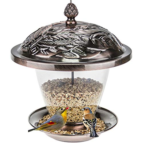 Bird Feeder Weatherproof Easy Cleaning Hanging Decoration Bird Table Free Standing Refills Classic Tube Bird Feeder Traditional Metal House Courtyard Cabin Bird Feeder For Outdoors for Backyard, Garde