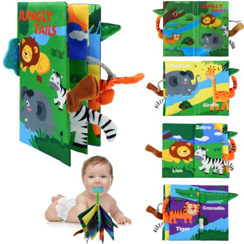 Soft Crinkle Cloth Baby Books for 0-12 Months Infants with Teether