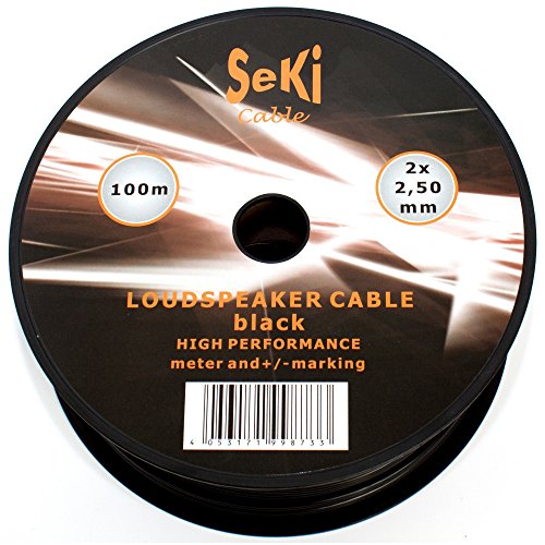 Seki 311809 Câble de Haut-Parleur 2 x 2,5 mm², 100 m Noir