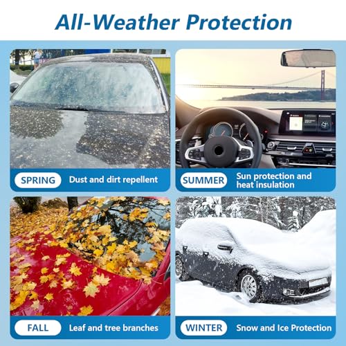 Image of Car Cover for Cadillac Deville 1985-1993 Sedan 4 Door Waterproof | All Weather Full Car Cover with Door Zipper Car Covers for Automobiles for Sun Rain Snow Protection