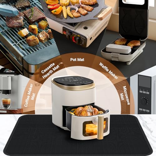 Hitzebeständige Unterlage, 38x45cm Hitzeschutzmatte, Glasfasersilikon-Feuerschutzmatte für Küchenarbeitsplatten, Feuerfeste Matte für Luftfritteuse, Kaffeemaschine, Rutschfest und Wasserdicht