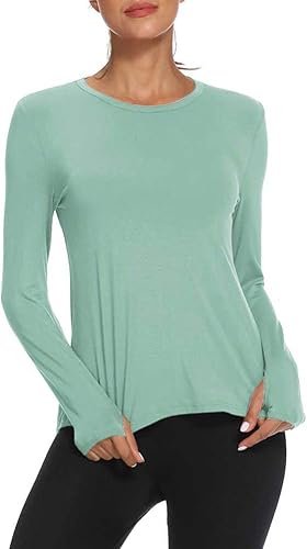 Miniatura 2 de Mippo Camisas de entrenamiento de manga larga para mujer, camisetas de yoga con espalda abierta, para correr, ropa atlética