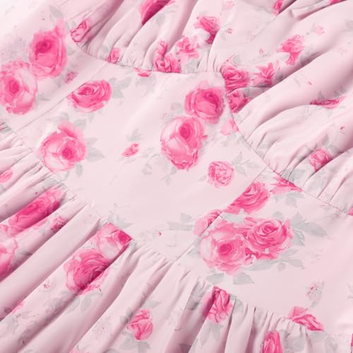 Mini robe d'été décontractée à manches courtes bouffantes et col carré fluide - 4