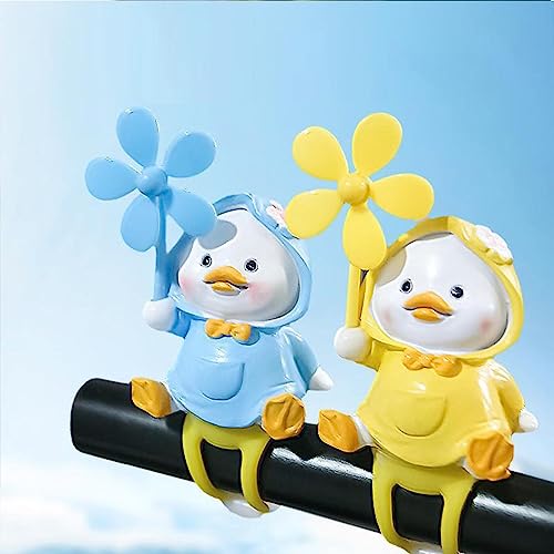 manchas Tiny Ducks Puppen für Fahrrad | Mini-Entenfiguren, Roller-Harz, Panda-Statue | Niedliche Auto-Ornamente mit Silikonband und Windmühle, leicht, für Fahrrad/Roller/Fahrrad/Fahrzeug/Motorrad – Bild 3