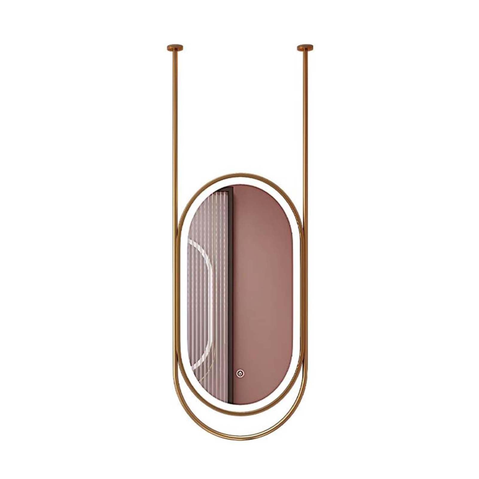 MESOVFCA Oval LED-Illuminated Mirror, Bathroom Vanity with 3 Adjustable Colors, Perfect for Home Or Hotel(Gold,60x90cm)
