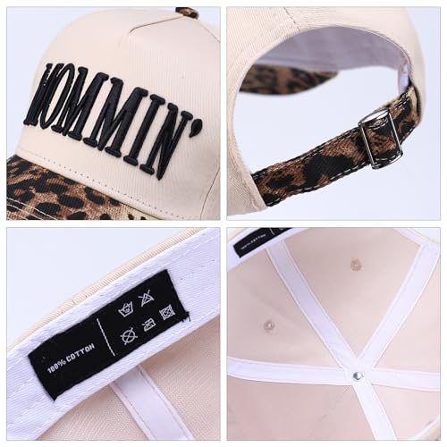 Image of Vintage Two-Tone Trucker Hat Adjustable Baseball Cap with Mommin Embroidery Ponytail Fit Unisex Outdoor Casual Headwear