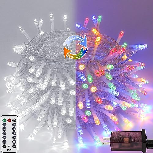 KAQ 300 LED 115FT Multicolor to Cool White Color Changing Christmas String Lights for Outdoor&Indoor, 11 Modes Christmas Tree Clear Wire Fairy Waterproof Lights with Memory Function & Remote & Timer KAQ 300 LED 115FT Multicolor to Cool White Color Changing Christmas String Lights for Outdoor&Indoor, 11 Modes Christmas Tree Clear Wire Fairy Waterproof Lights with Memory Function & Remote & Timer
