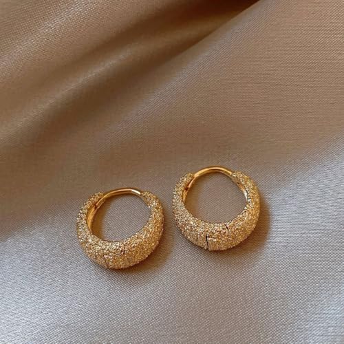 Image of Estailo Fashion Gold Womens Textured Gold Hoop Earrings